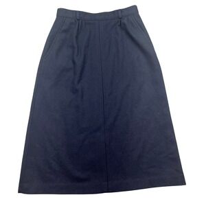 College Town Wool Skirt‎ A-Line Midi Career Wear Pockets Navy Blue Sz 25" Office